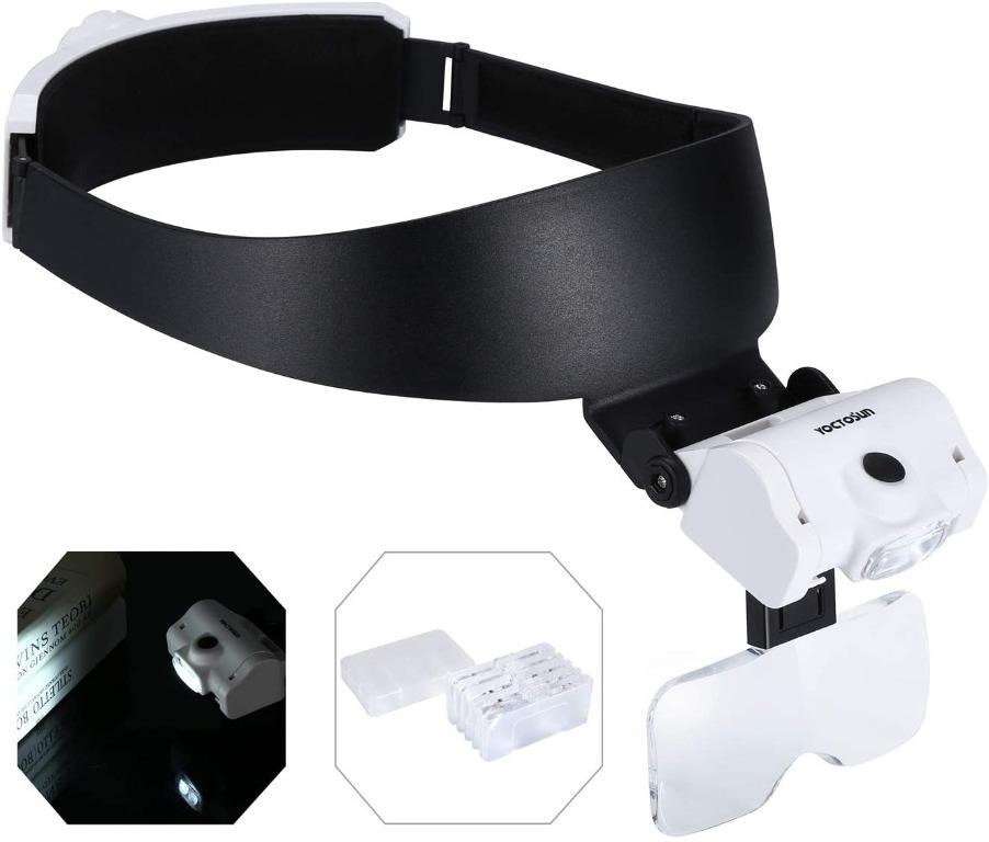 V2024 YOCTOSUN Headband Magnifier with 2 LED Lights and 5 Detachable