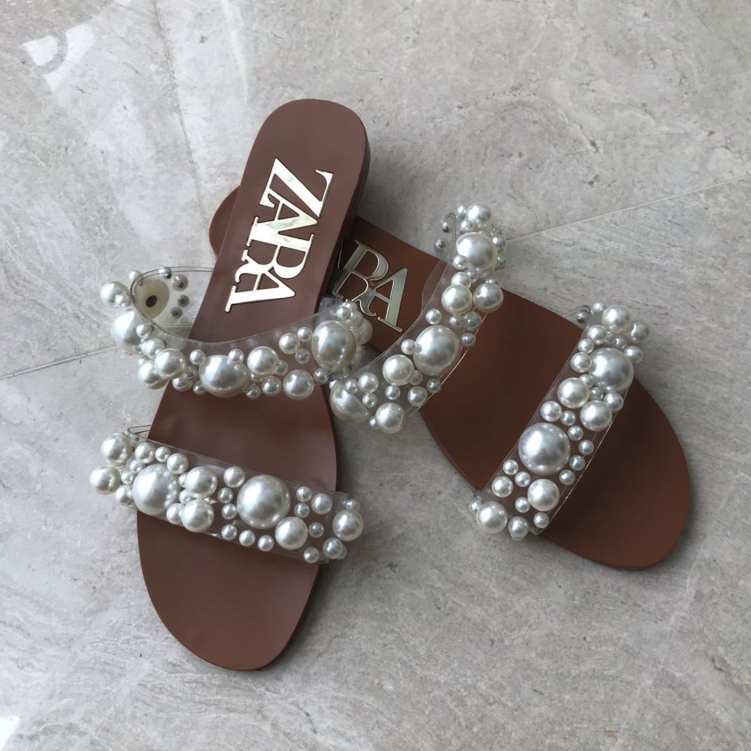 Zara Pearls Sandal Women s Fashion Footwear Sandals on Carousell