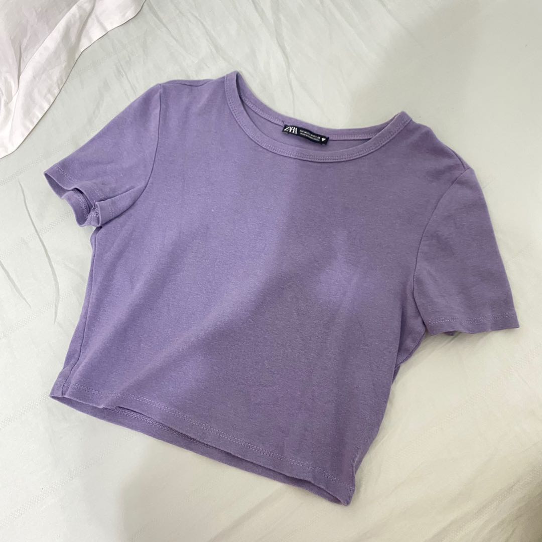 Purple crop top zara clearance
