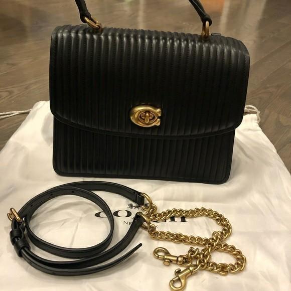 Coach parker top handle with quilting black Outlet