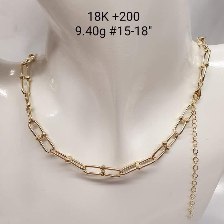 18k Saudi Gold Necklace Hardware Chain with Extenders 15 18