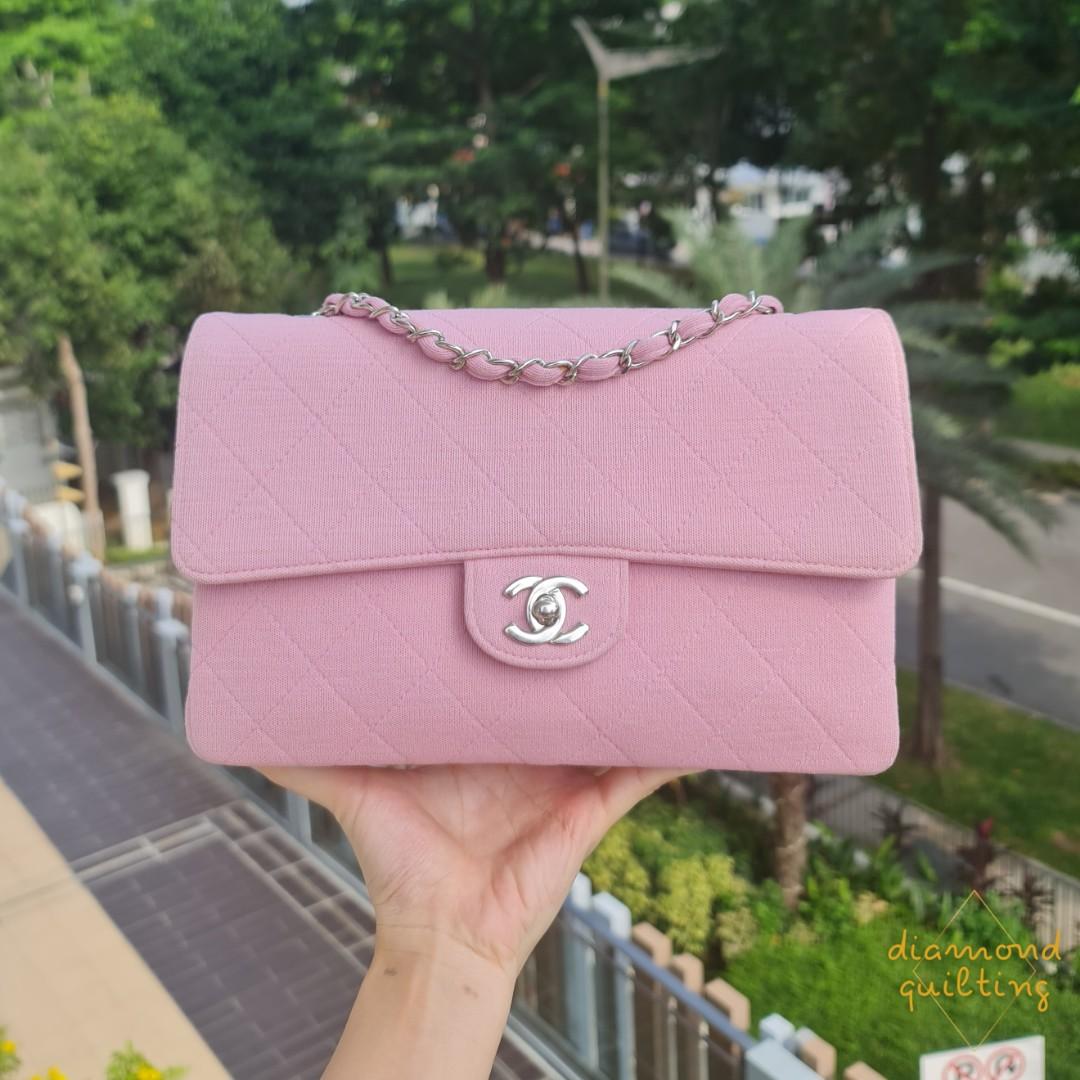 SOLD) 🌸 CHANEL CLASSIC FLAP BAG VINTAGE JERSEY BABY LIGHT PINK MEDIUM CF SILVER  HARDWARE SHW / small jumbo mini caviar lambskin ghw gold hardware 24k,  Luxury, Bags & Wallets on Carousell