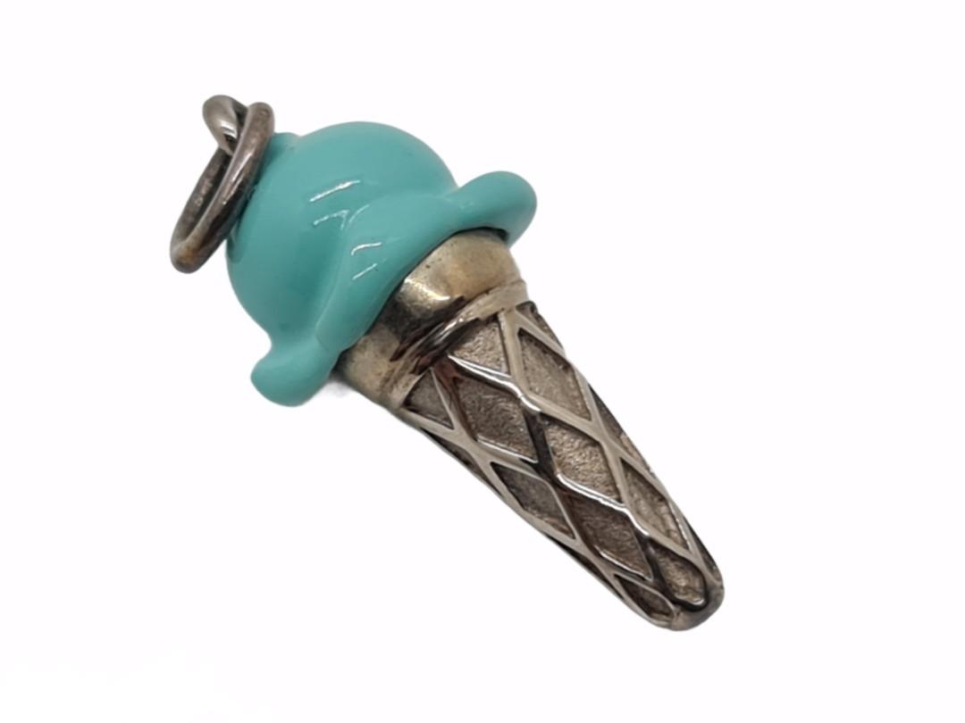 AUTHENTIC TIFFANY AND CO. ICE CREAM CONE ENAMELED 925 STERLING