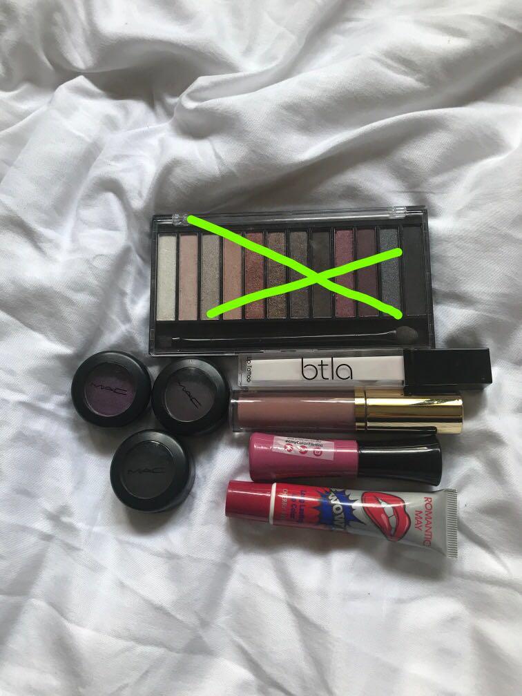 BRANDED MAKEUP SET‼️ (Category: Makeup) located in Quezon City. Submitted by forthriftersph (Listing ID 1098695258, Image 1). Description: Set includes Mac Eyeshadows Milani Nourishing Lip Plumper BTLA Lip Tattoo City Colors Lip Stain Wow Romantic May Cherry Red Lip Tattoo .