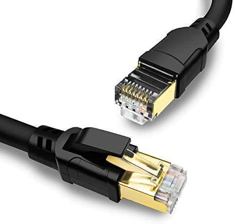 Cat 8 Ethernet Cable 15ft - High Speed Cat8 Internet WiFi Cable 40 Gbps  2000 Mhz - RJ45 Connector with Gold Plated, Weatherproof LAN Patch Cord  Cable