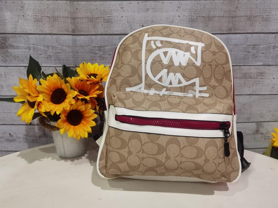 Vale medium charlie backpack in signature canvas with rexy by guang yu new arrivals
