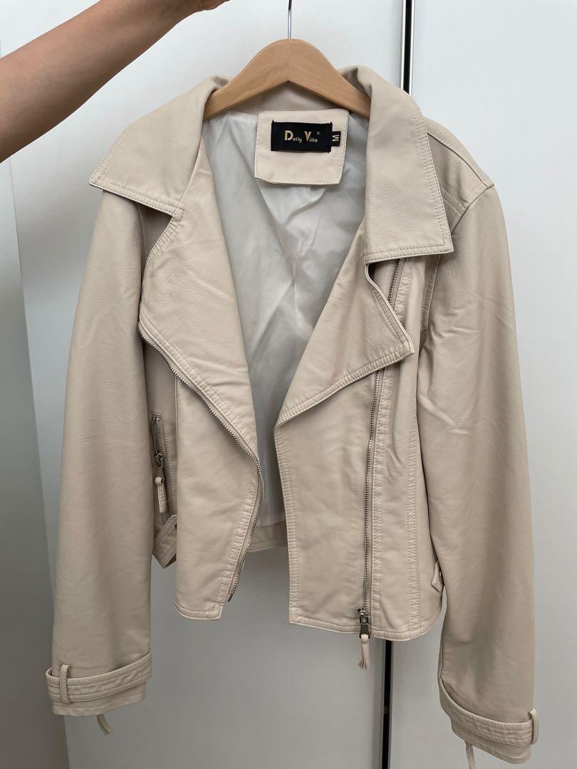 Leather jacket discount cream color