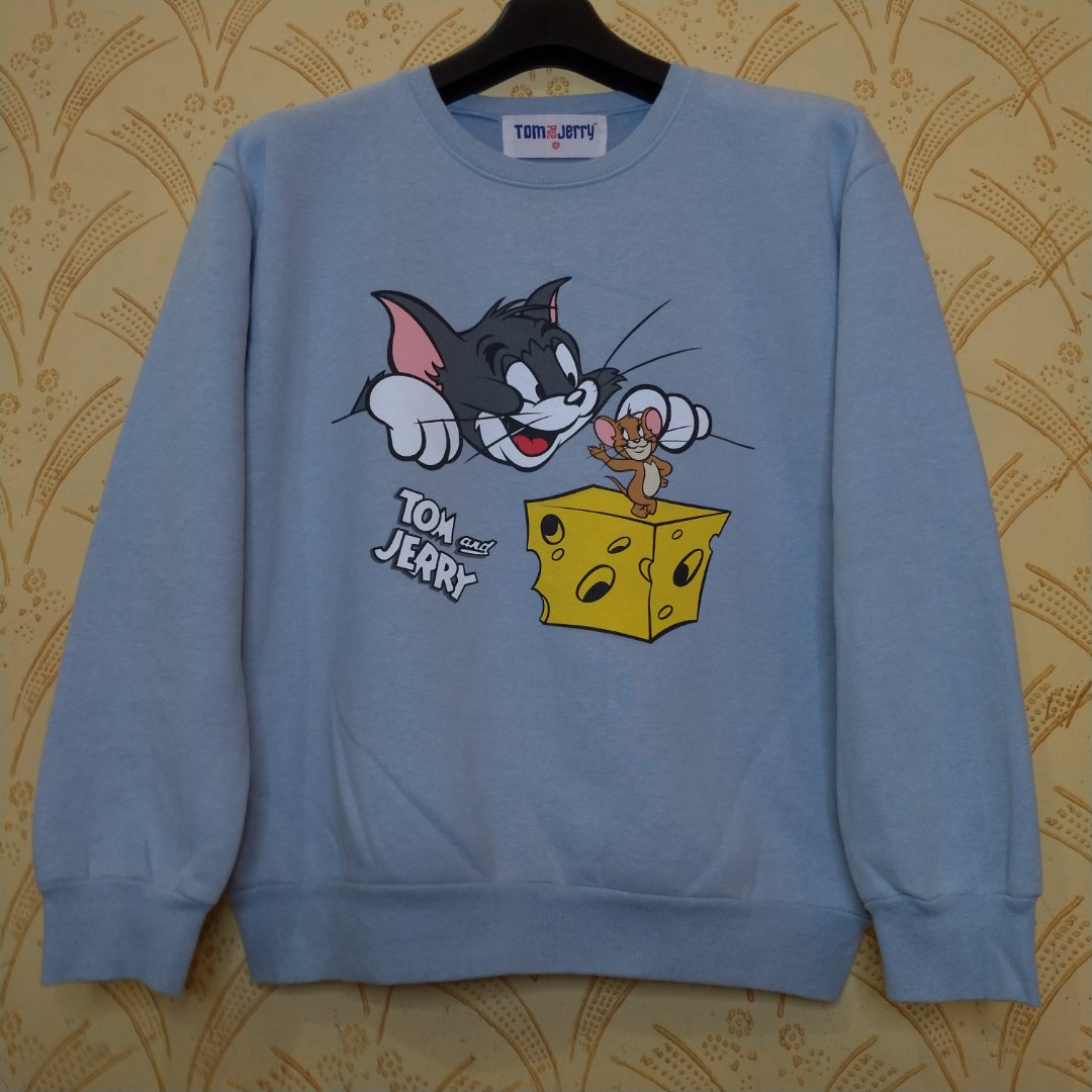 CREWNECK TOM AND JERRY BLUESKY Fesyen Pria Pakaian Atasan di
