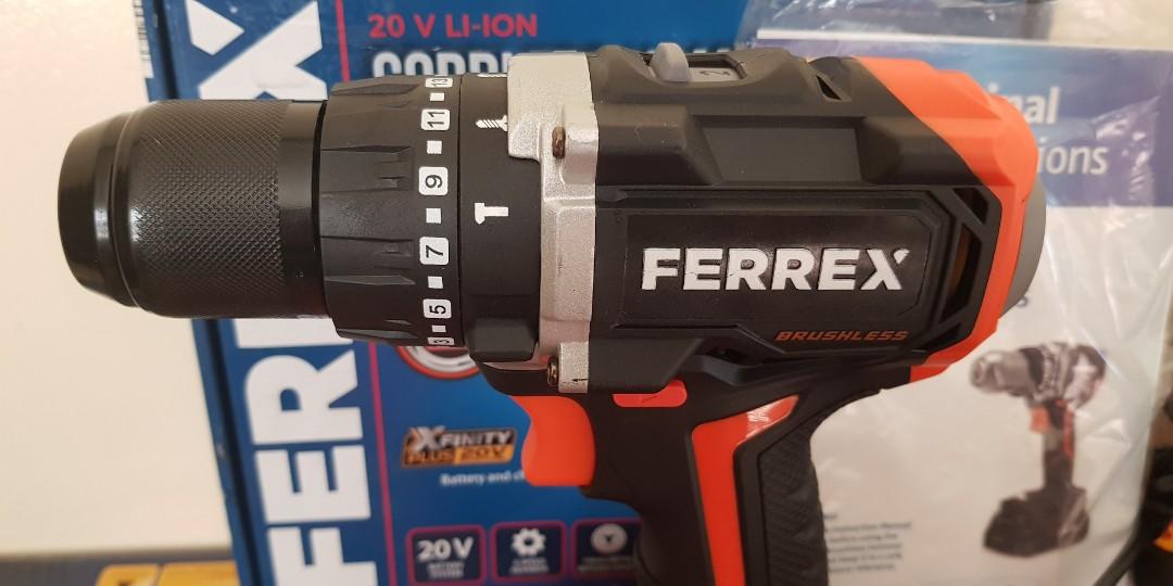 Ferrex 20v cordless brushless hammer drill driver set, Commercial