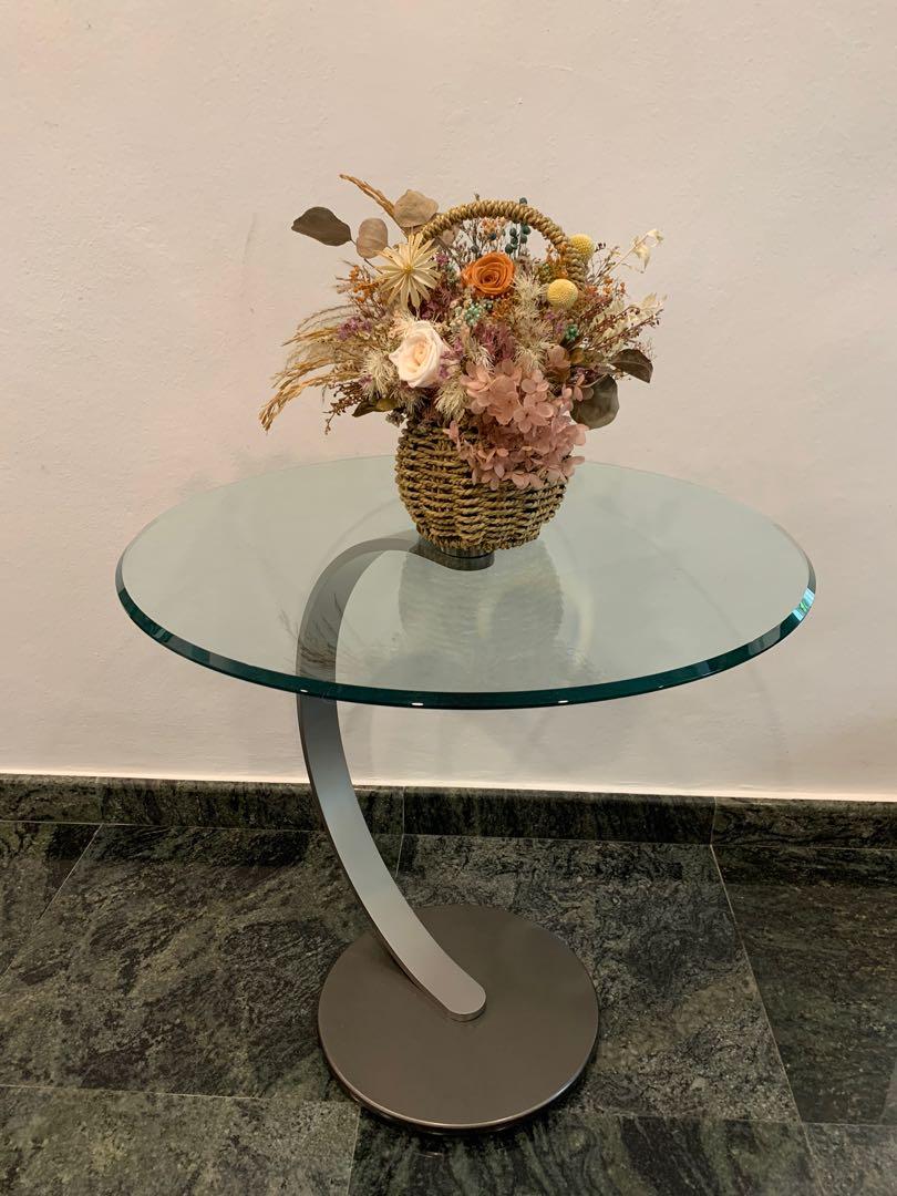 Round Italian Glass Table, Furniture & Home Living, Furniture, Tables