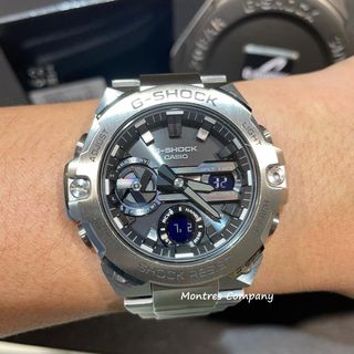 Montres Company 香港註冊公司 (32年老店) 卡西歐 CASIO G-Steel gsteel 銀黑色 不鏽鋼錶帶 藍牙 藍芽 Blue Tooth BlueTooth 碳纖維防護 Tough Solar 光動能 太陽能 超大錶徑 GSTB400 GSTB400D GST-B400 GST-B400D GST-B400D-1 GST-B400D-1A 纖薄 四款色有現貨64206382883202110