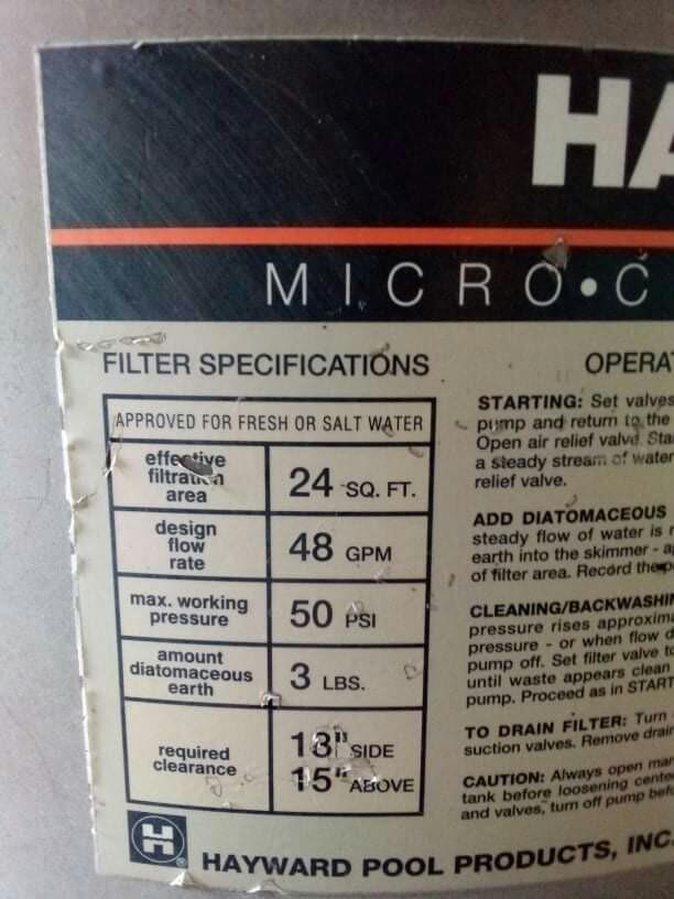 Hayward 24 sq. ft. Pro-Grid DE Filter 48 gpm, Model No. DE ...