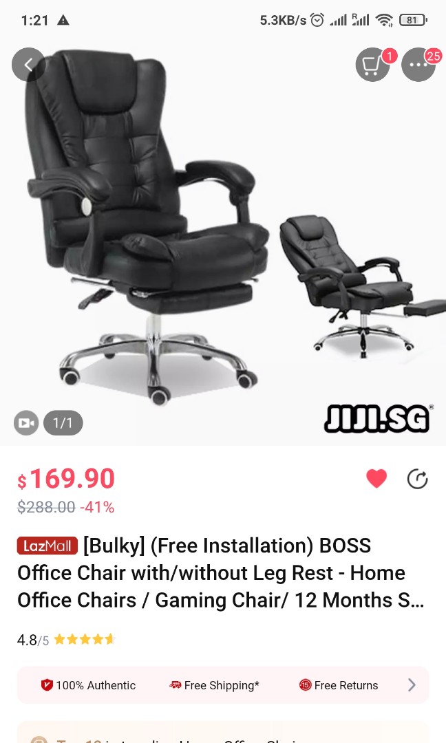 Jiji Boss Chair with leg rest office chair move out sale Furniture Home Living Furniture Chairs on Carousell