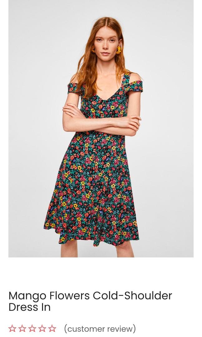 Mango floral cold shoulder dress