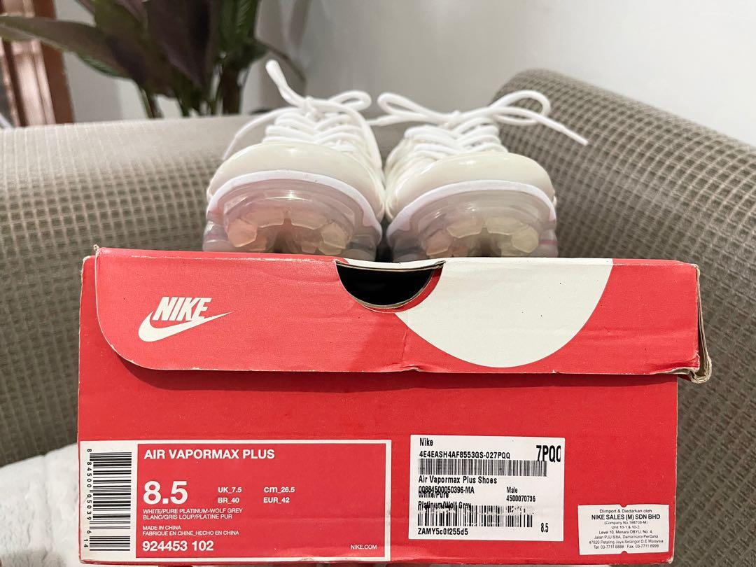 Air vapormax plus (white / 2024 pure platinum - wolf grey)