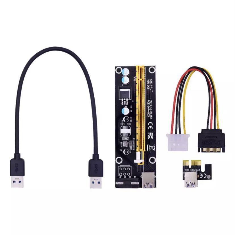 PCIE GPU Riser Card Extender [for GPU Mining] (Category: Cables & Adaptors) located in Singapore. Submitted by tggeek (Listing ID 1099306963, Image 1). Description: 4 for $30 ——— FAQ ——— - Self collection only (Sengkang) - Fixed price - No trades/exchange/returns. *Please verify items during meetup. *Updated as of 08072021.