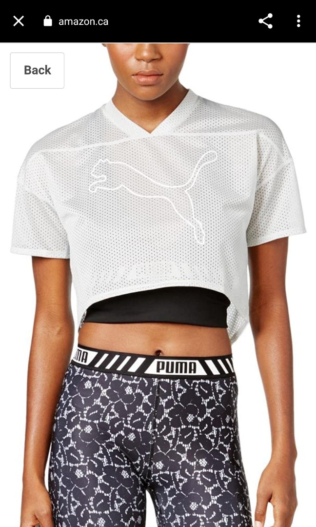 Puma women jersey crop top mesh outer 