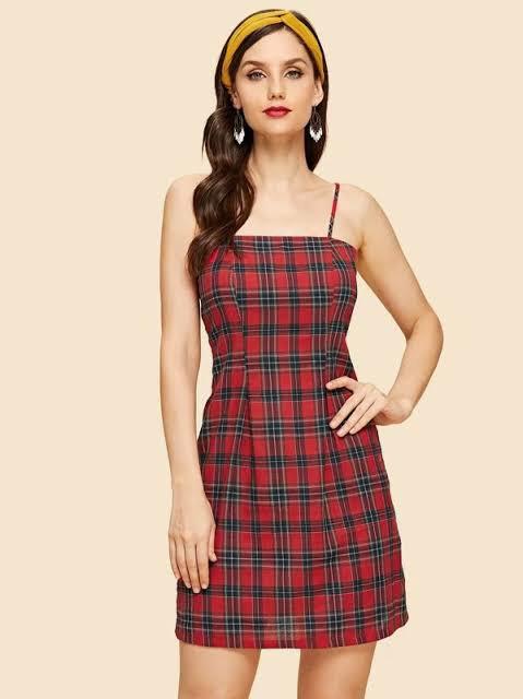 shein red plaid dress Women s Fashion Dresses Sets Dresses on