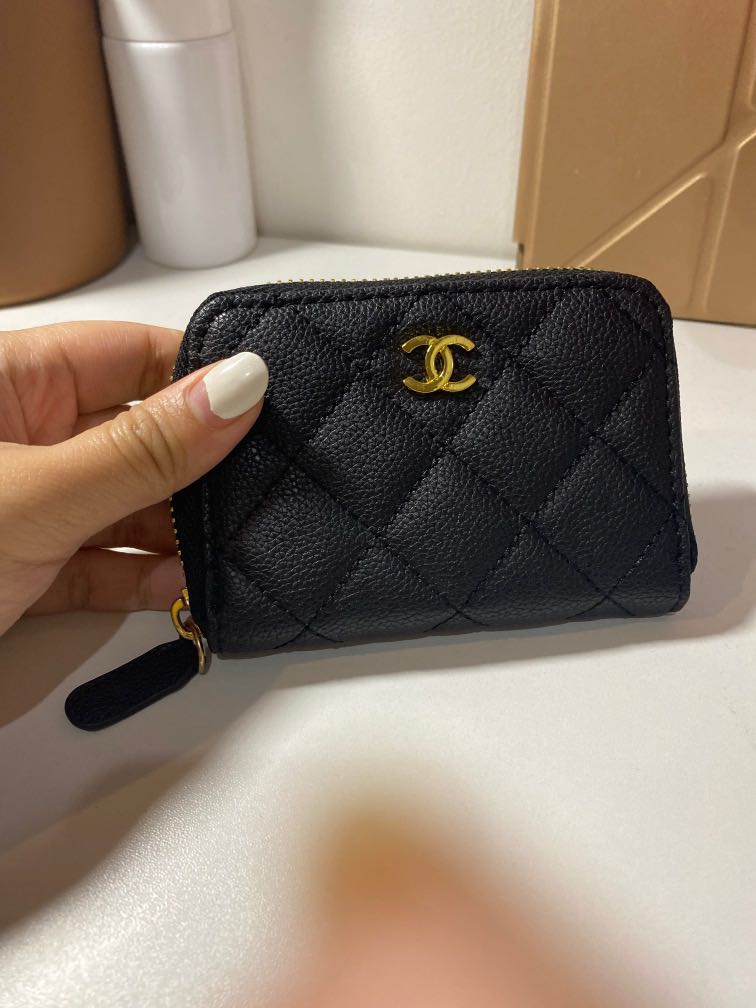 Chanel Zip Coin Purse Quilted Caviar Goldtone Black in Caviar with  Goldtone  US