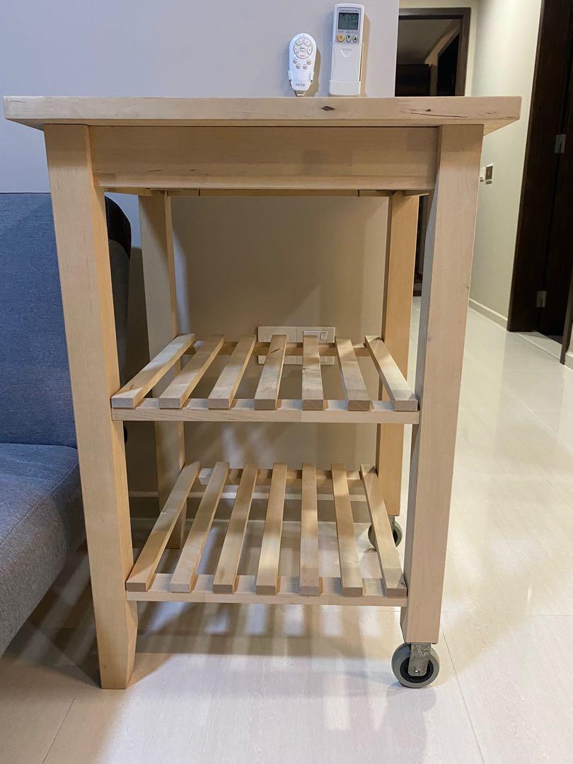 Wood side table along with Wine rack shelf IKEA Furniture Home Living Furniture Tables Sets on Carousell
