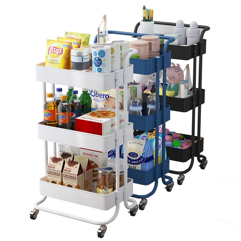 Fruit Vegetable Rack Storage Rack Color:Rosa Organiser Cart YCSD Storage Trolley,3 Tiers Rolling Cart,Kitchen Trolley,Organisation Cart with Wheels,Utility Cart,Rolling Trolley,Shelving Unit 
