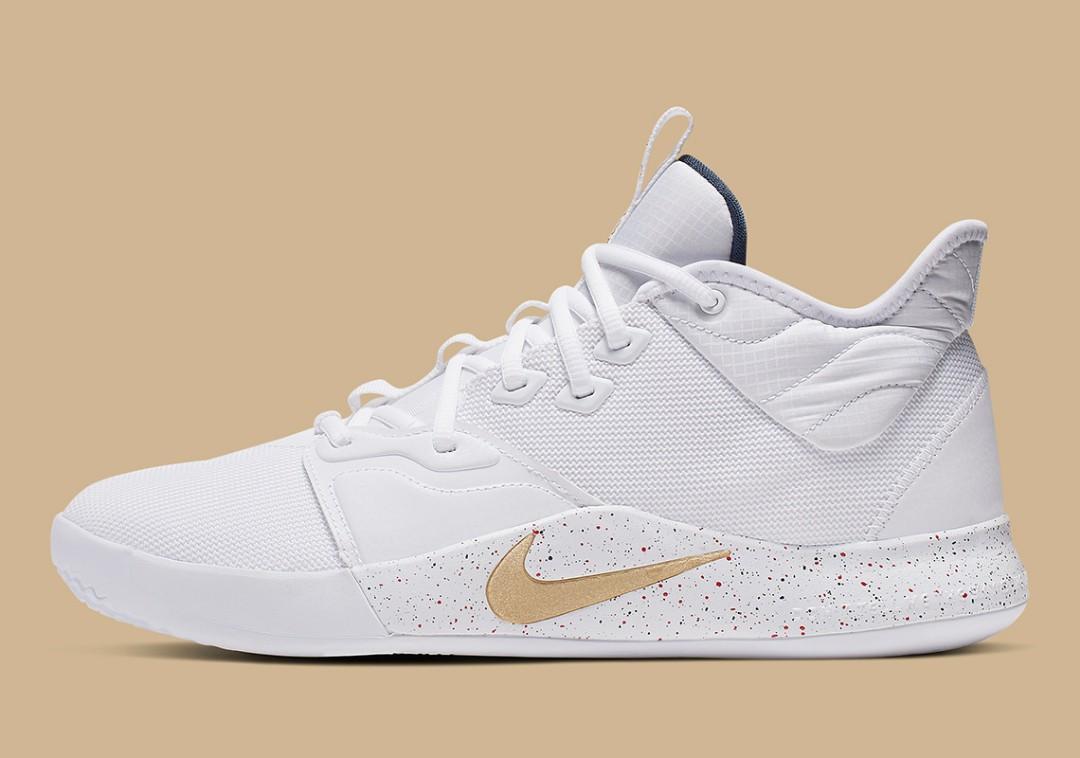 Paul george shoes 2024 white and gold