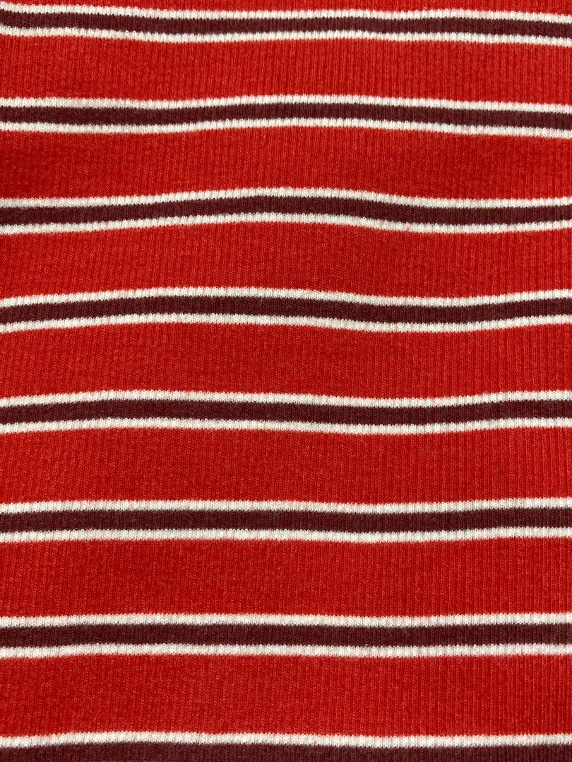 Aesthetic Red Striped Collar Polo Top (Category: Shirts) located in Manila. Submitted by wavey.closet (Listing ID 1099695368, Image 3). Description: Top Description: ✰ preloved ✰ can fit m - l (fitted top) ✰ minor loose threads ✰ nice to wear on its own or paired with a tank top Mode of Payment: ✰ Gcash.
