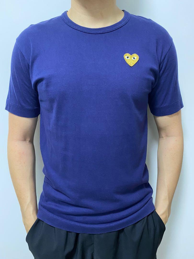 cdg gold heart tee