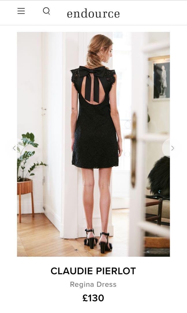 NEW Claudie Pierlot Regina Black Lace w Bow Dress EU 36 S
