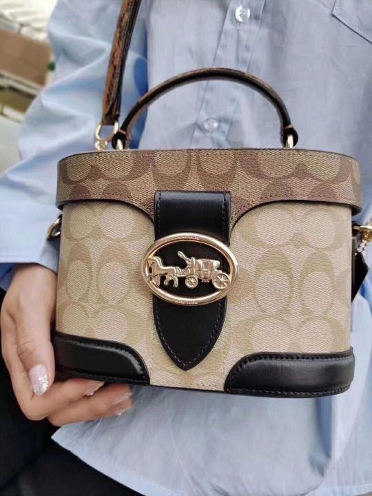 georgie gem crossbody in blocked signature canvas
