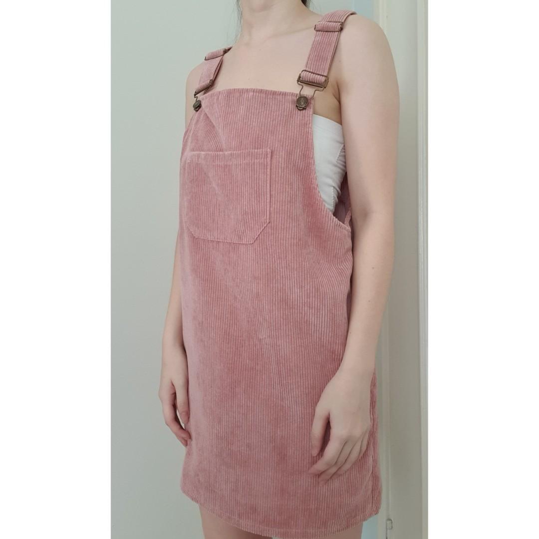 Corduroy pink pinafore dress Women s Fashion Dresses Sets