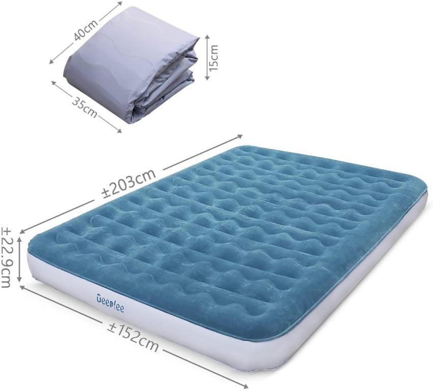Deeplee Air Bed Single Airbed Twin Size Air Mattress for Outdoor Indoor Inflatable Bed Blow up Bed with Rechargeable Pump Storage Bag