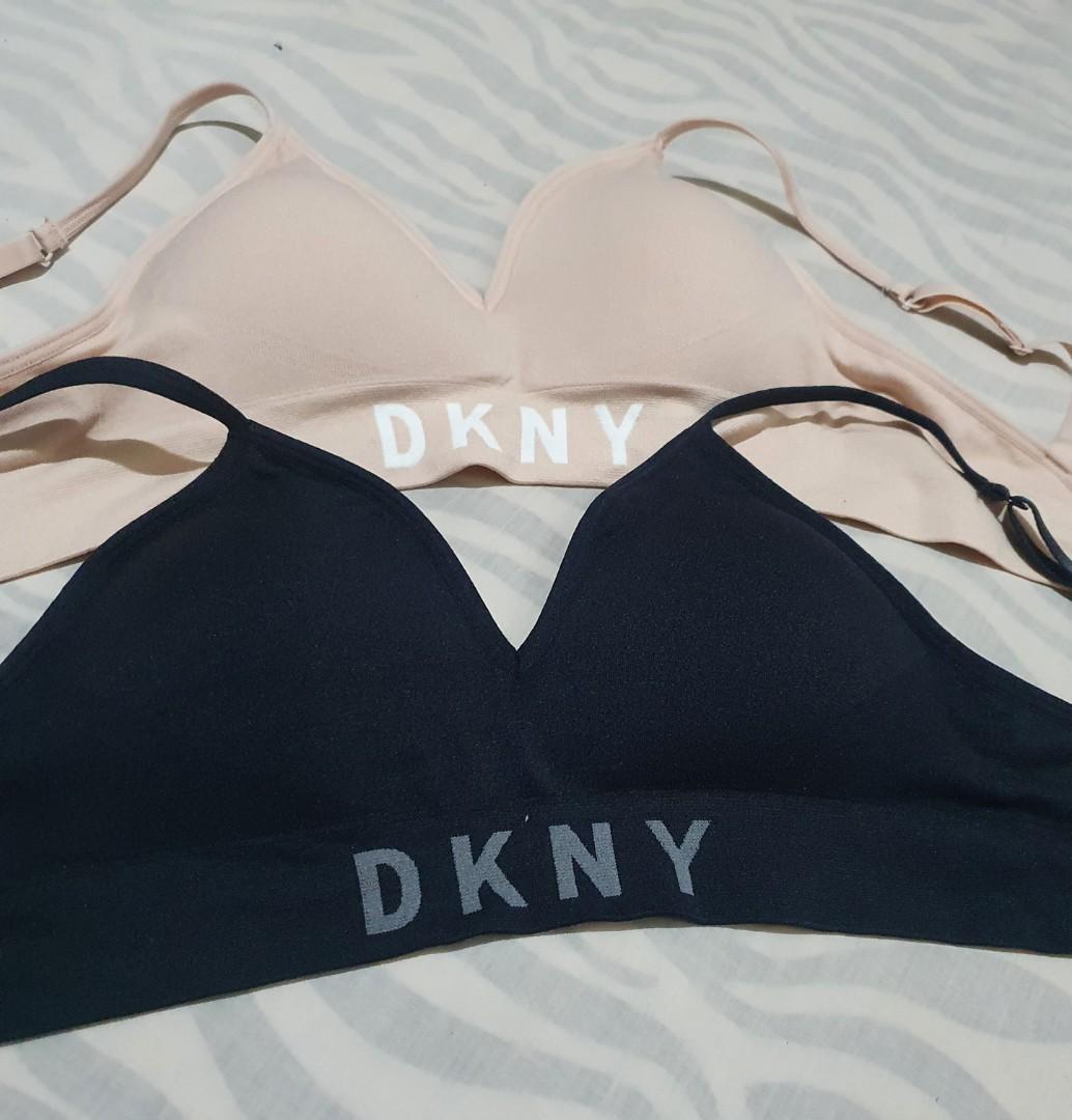 DKNY WOMEN'S SEAMLESS BRA BRALETTE 2 PACK BLACK/GLOW BRAND NEW IN