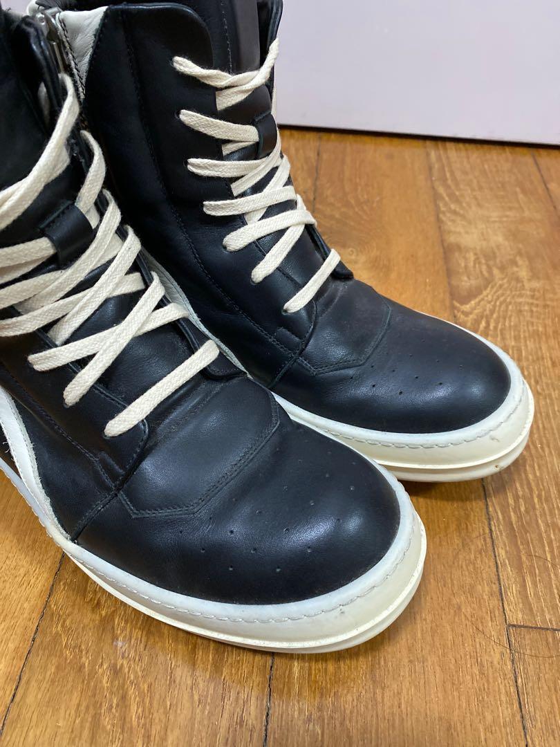 EU38 Rick Owens Geobasket Milk Black Men s Fashion Footwear