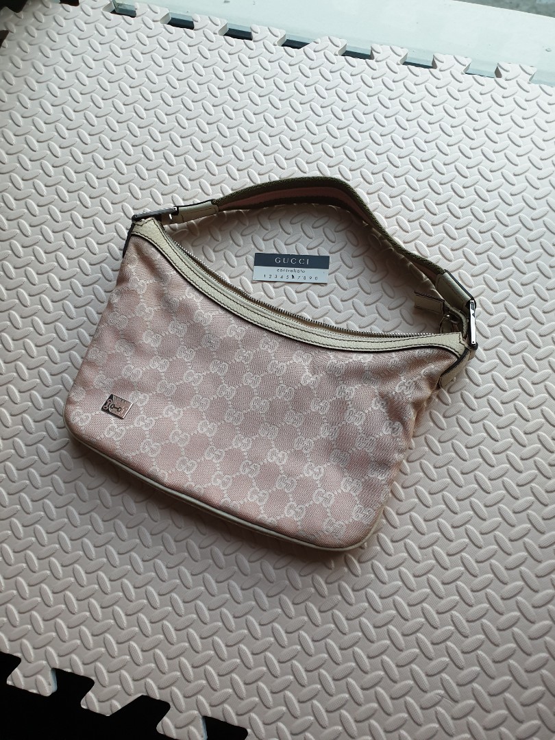 Gucci GG Monogram Pink Classic Pop Hobo Shoulder Handbag Small Pochette ...