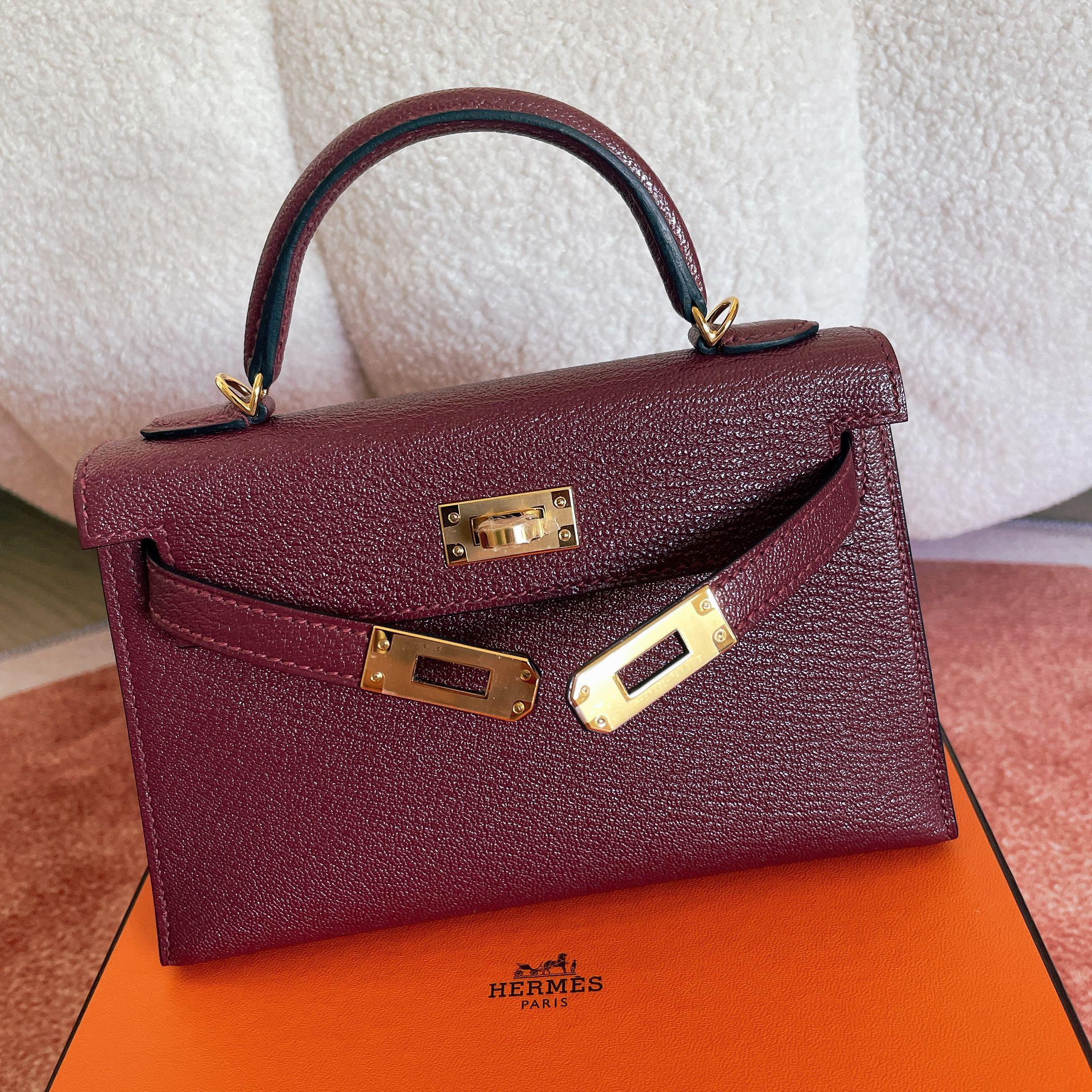 Hermes mini Kelly 55 Rouge H GHW (cherve), 名牌, 手袋及銀包- Carousell