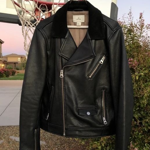 H M Edition Leather Biker Jacket Fesyen Pria Pakaian Baju
