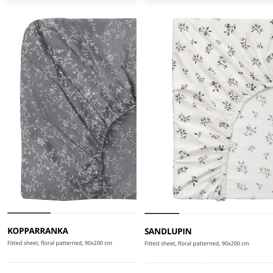 IKEA Fitted Bedsheets (Single bed), Furniture & Home Living, Bedding