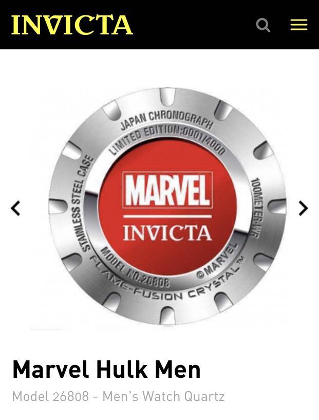 Invicta marvel sales watches hulk