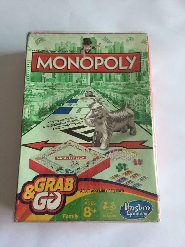 Monopoly Grab & Go (Category: Board Games & Puzzles) located in Pasay City. Submitted by redgiftshop (Listing ID 1099560203, Image 1). Description: Age : 8+ 2-4 players or Family Contents: Gemeboard, gameboard label , card sheet, Monopoly Money 3 dice, 32 Houses , 12 Hotels, Game guide direct bought in US product code: Victoria .