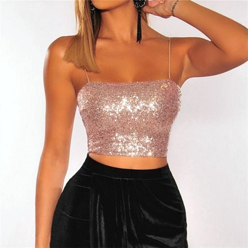 pink sequin tank top