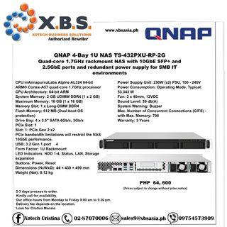 QNAP 4-Bay 1U NAS TS-432PXU-RP-2G