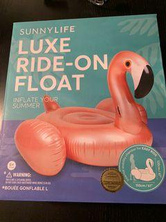 Ride on inflatable flamingo