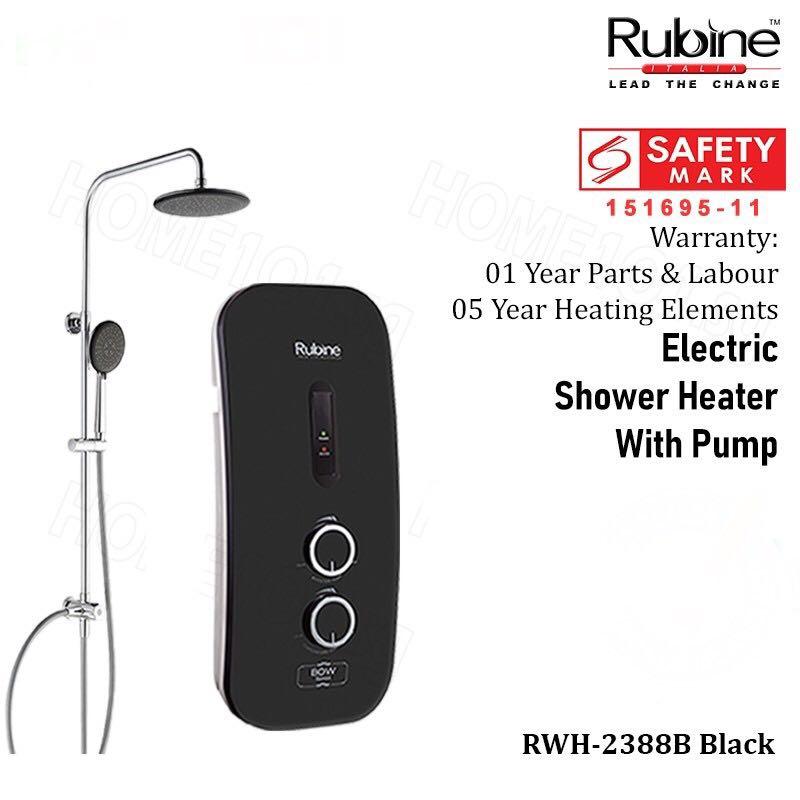 Rubine instant water heater with pump and rain shower set RWH 2388