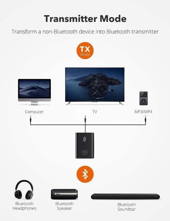 TaoTronics (TTBA07) Bluetooth 5.0 Transmitter & Receiver, 2in1
