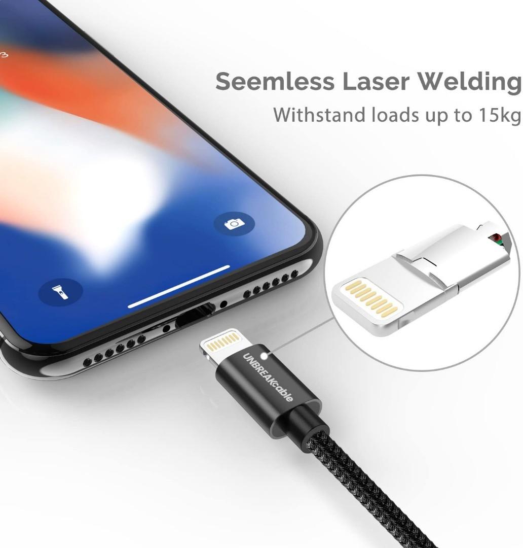 UNBREAKcable iPhone Charger Cable [Apple MFi Certified] Nylon Braided