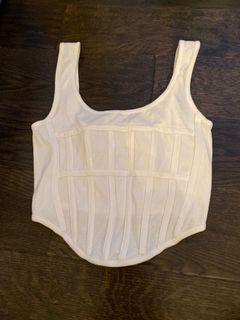 White corset crop top