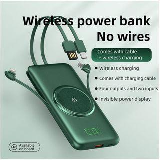 Wireless Charger 20000mAh Power Bank with Cable USB Fast Charging Powerbank for Android Iphone