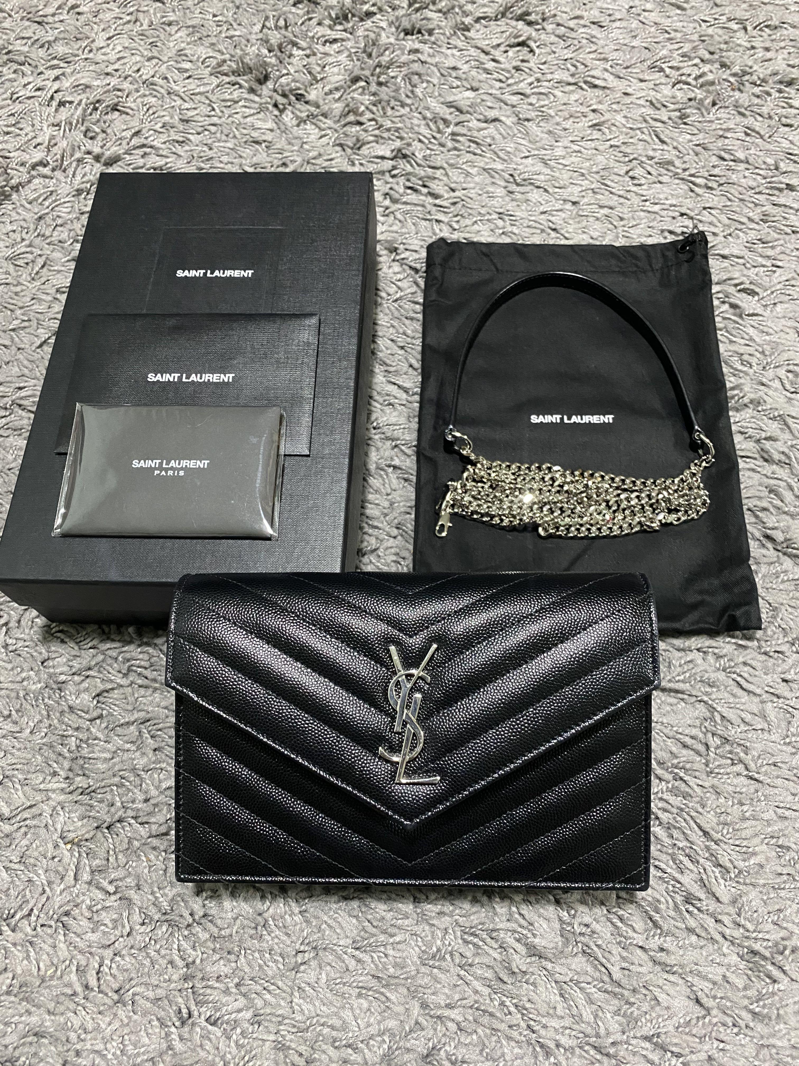 ysl envelope chain wallet silver