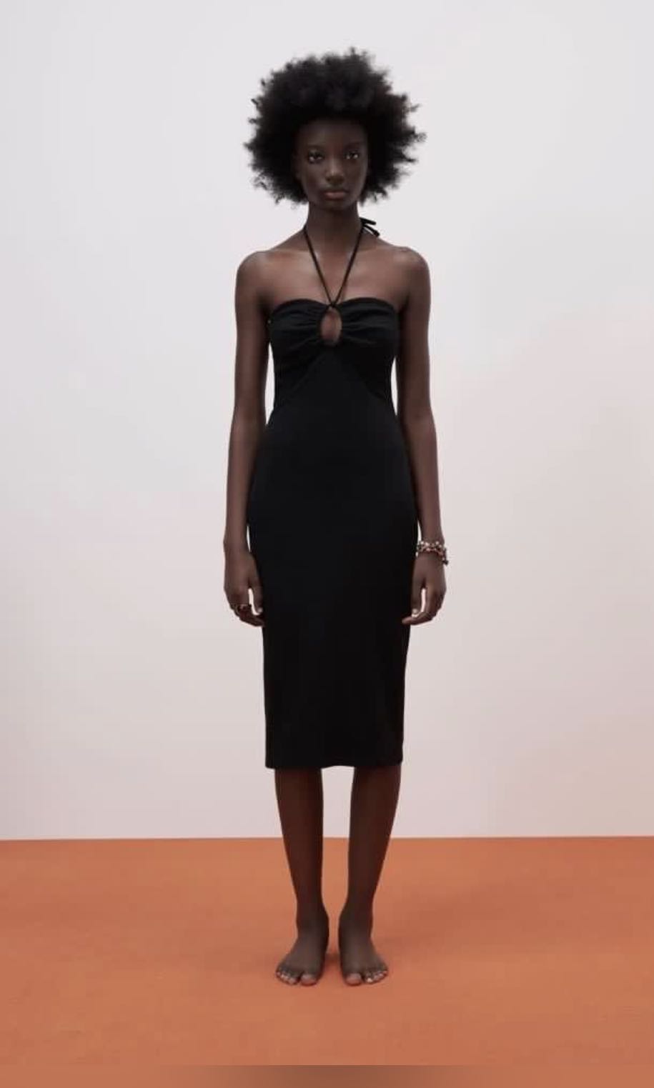 Zara black dress midi online